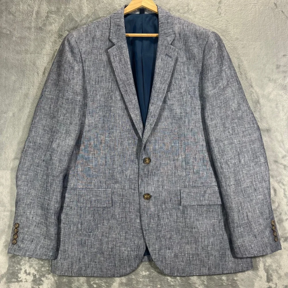 J.Crew Thompson‎ Blazer Mens 42R Blue Excellent 100% Linen Sport Coat H5090
